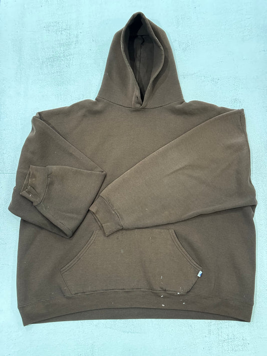 Vintage 90s Boxy Russell Hoodie Pull-Over L BROWN