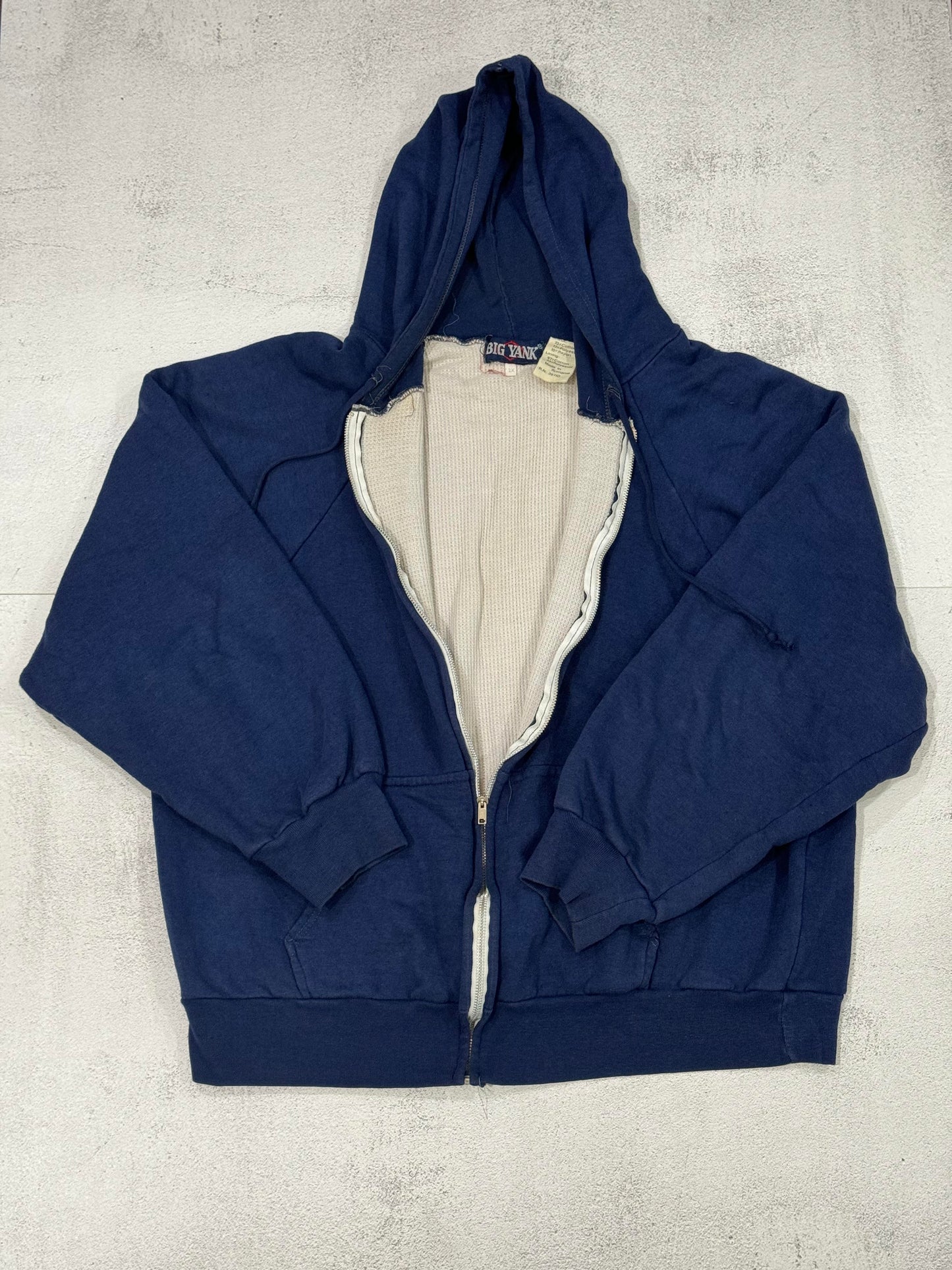 Vintage 90s Boxy Thermal Lined Hoodie XL BLUE