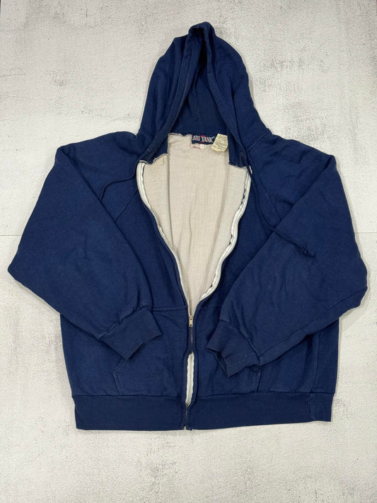 Vintage 90s Boxy Thermal Lined Hoodie XL BLUE