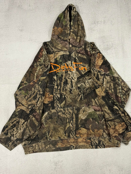 Vintage 00s Mossy Oak "Dirty Fun" Real Tree Camo Boxy Hoodie XL
