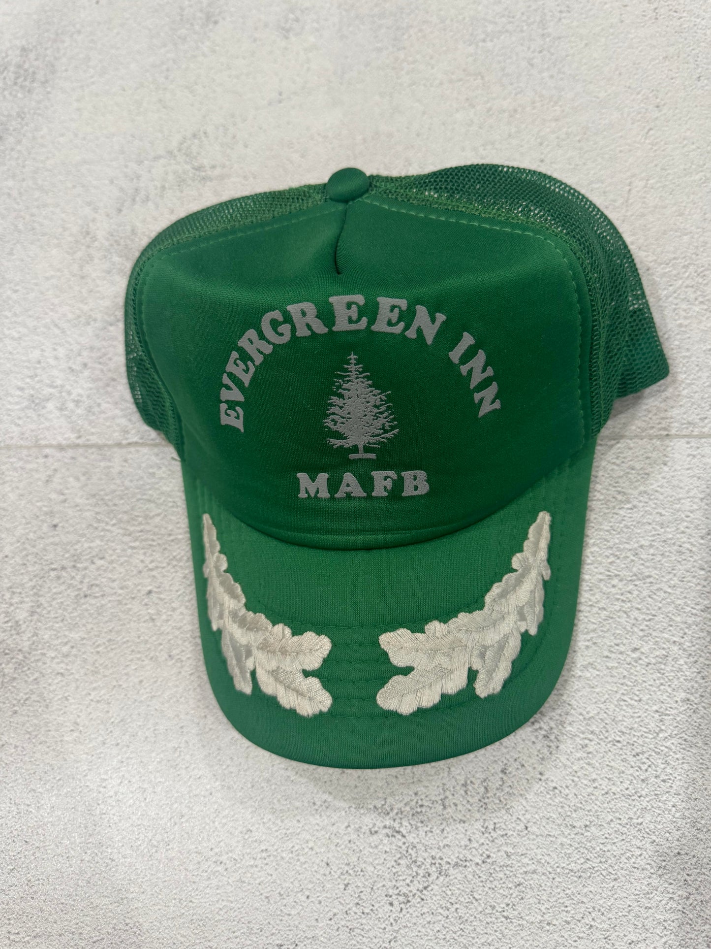 Vintage 80s Evergreen Inn Trucker Cap GREEN