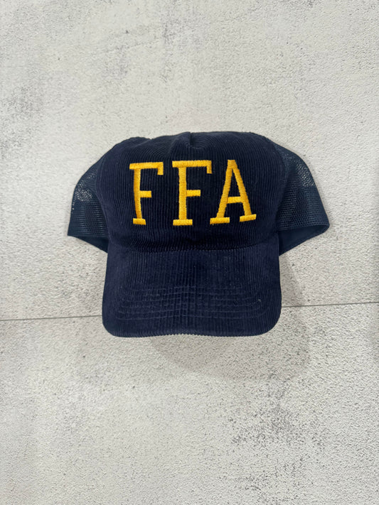 Vintage 70s-80s FFA Corduroy Trucker Cap BLUE