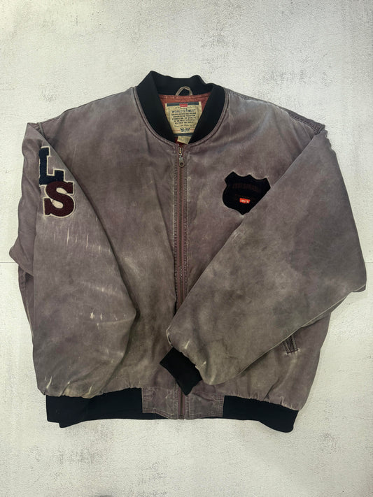 Vintage 90s Levis Strauss & Co. Bomber Jacket XL DISTRESSED