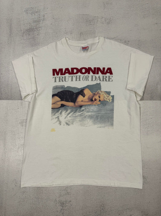 Vintage 90s Madonna "Truth or Dare" Tee XL WHITE Single Stitch