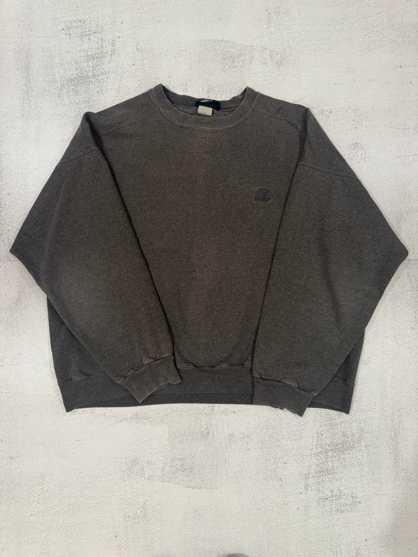Vintage 90s Starter Boxy Crewneck Sweater L GREY