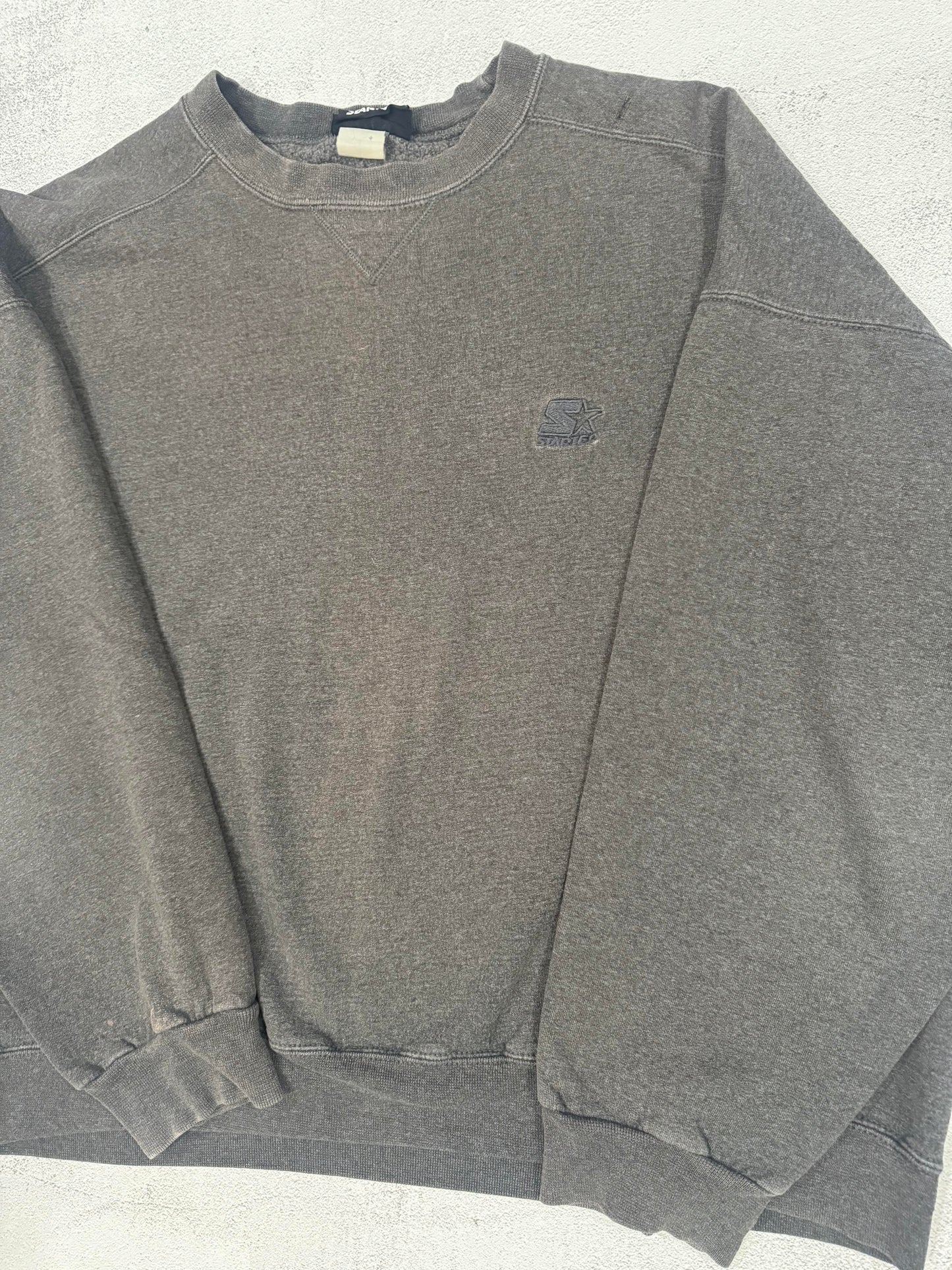 Vintage 90s Starter Boxy Crewneck Sweater L GREY